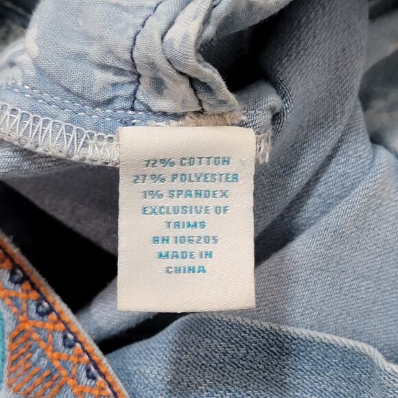 Sundance Magnolia Patchwork Embroidered Straight Leg Jeans Size 31 Boho Cottage - Picture 6 of 14